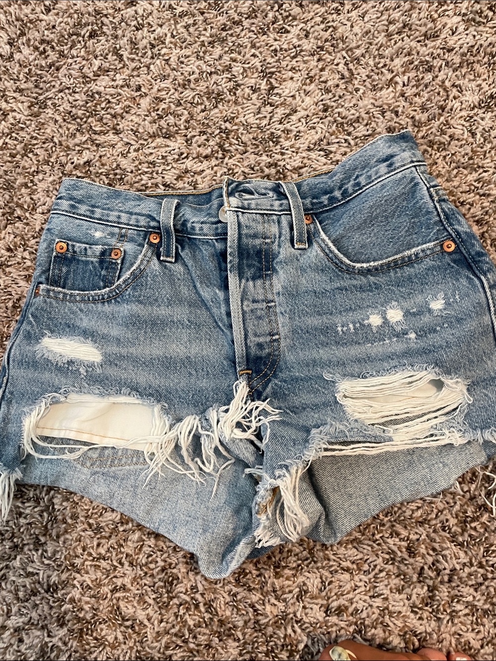 Levi’s High-Rise Distressed Denim Women’s Shorts - Light Blue
